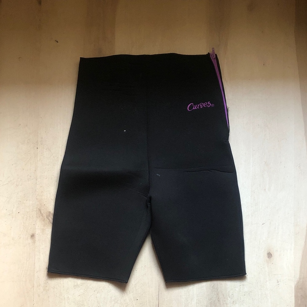 Curves Black Shorts with Purple Zipper